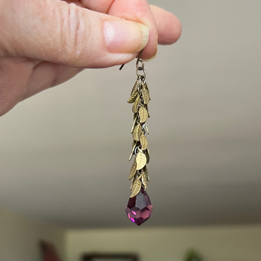 Elegant Gold and Purple Dangle Earrings
